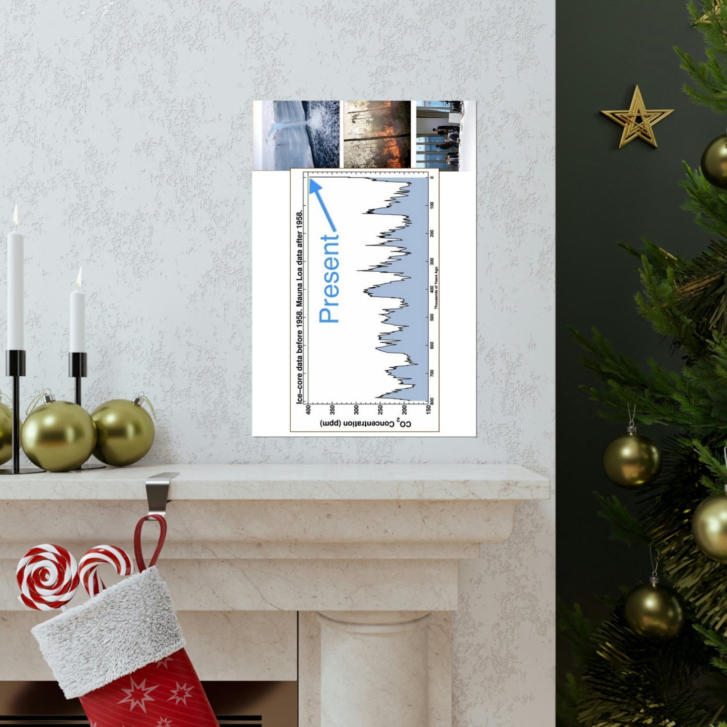 Premium Matte vertical posters - Made in USA in 1 day - The Keeling CO2 curve (and more) causing Global Warming - which causes Polar melting, more fires and Trumps empty chair on the G7 Climate Chnange meeting in France - Green Forest Home