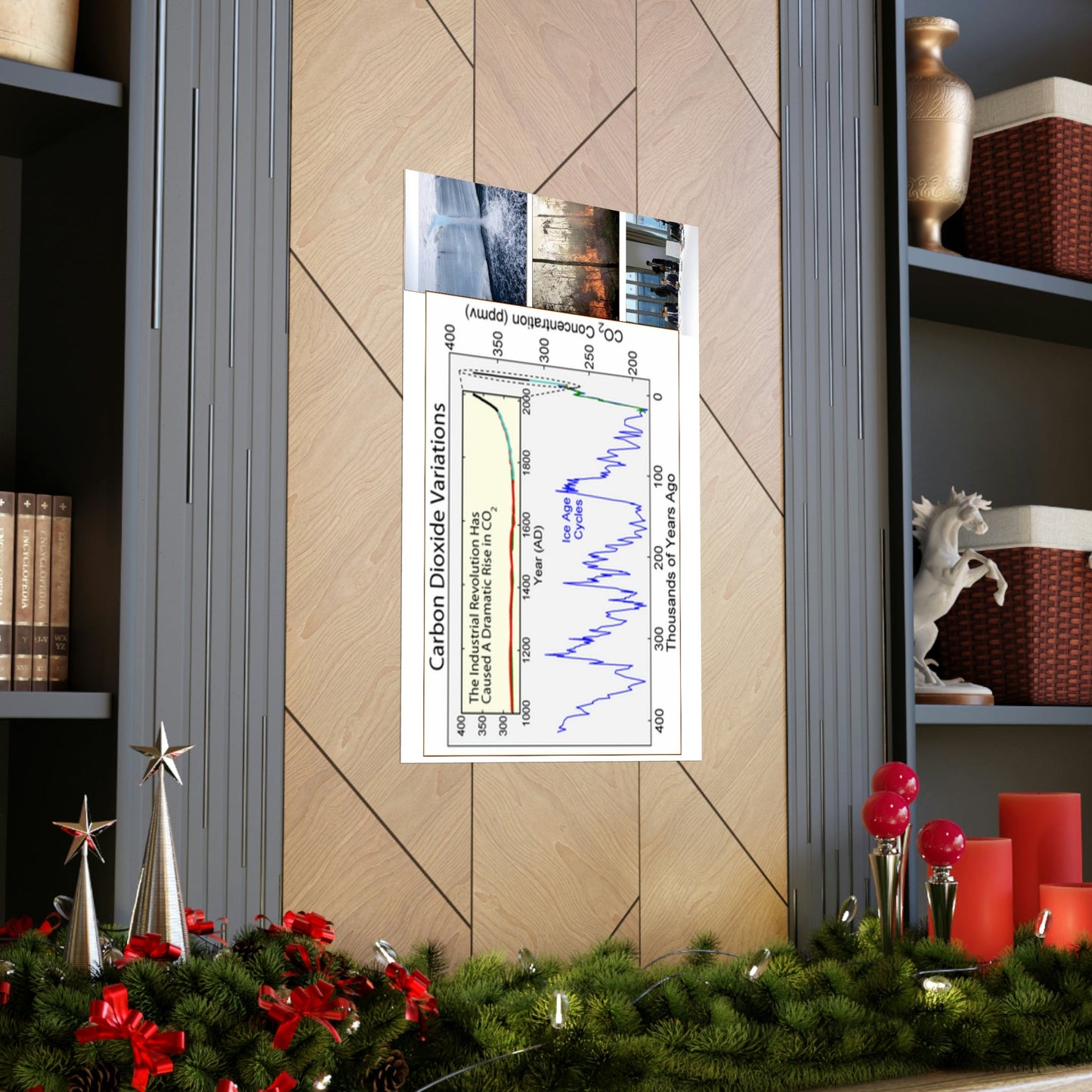 Premium Matte vertical posters - Made in USA in 1 day - The Keeling CO2 curve (and more) causing Global Warming - which causes Polar melting, more fires and Trumps empty chair on the G7 Climate Chnange meeting in France - Green Forest Home
