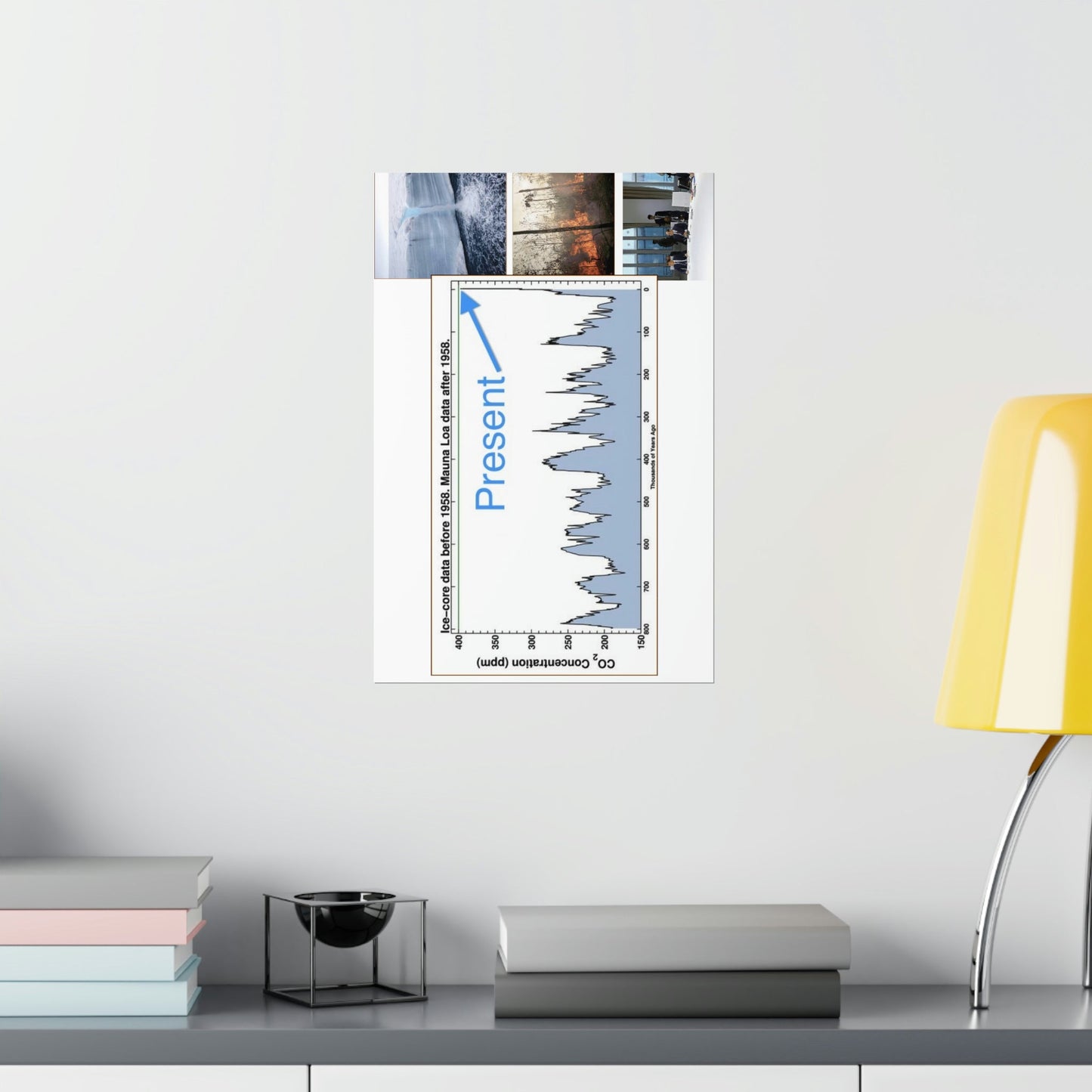 Premium Matte vertical posters - Made in USA in 1 day - The Keeling CO2 curve (and more) causing Global Warming - which causes Polar melting, more fires and Trumps empty chair on the G7 Climate Chnange meeting in France - Green Forest Home