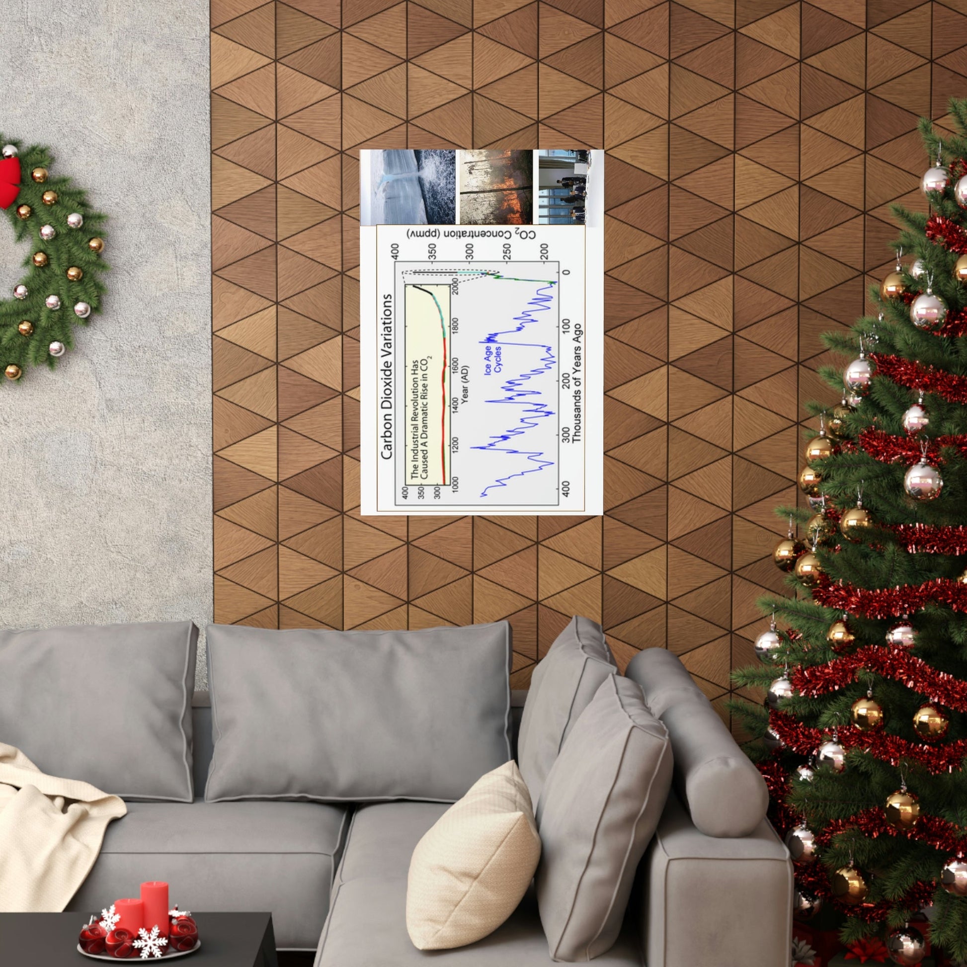 Premium Matte vertical posters - Made in USA in 1 day - The Keeling CO2 curve (and more) causing Global Warming - which causes Polar melting, more fires and Trumps empty chair on the G7 Climate Chnange meeting in France - Green Forest Home