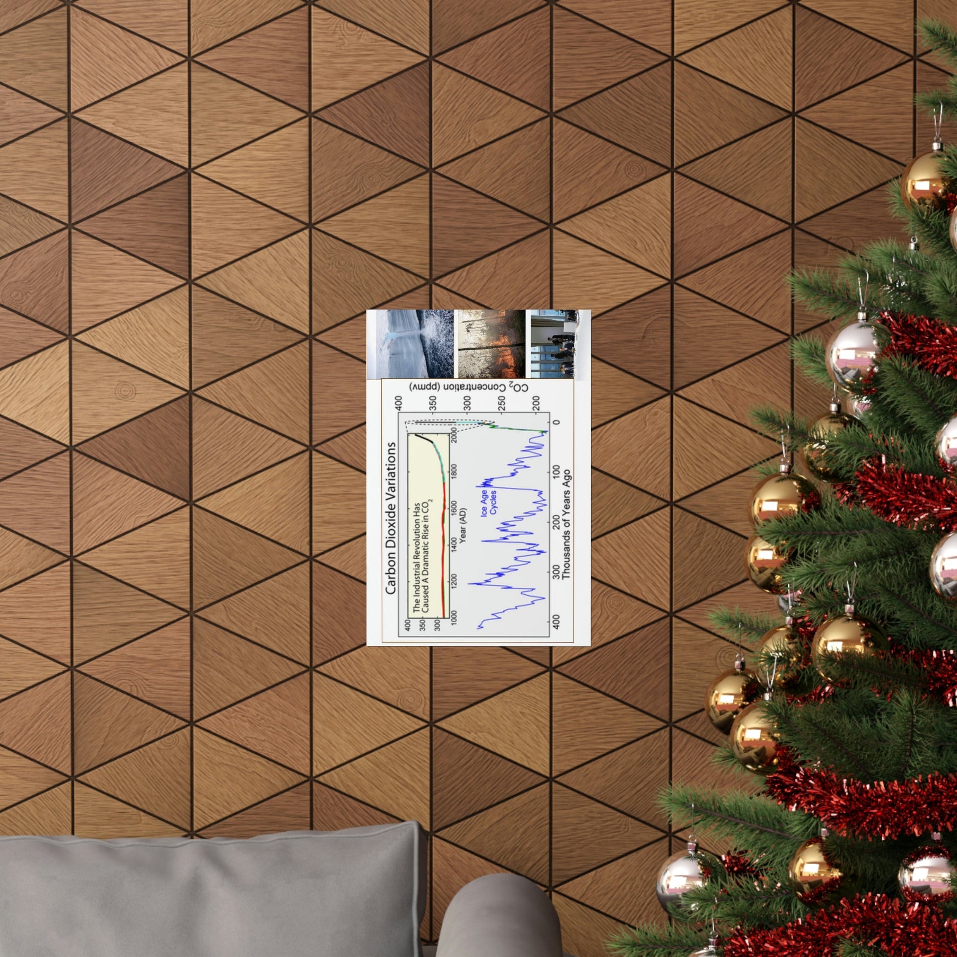 Premium Matte vertical posters - Made in USA in 1 day - The Keeling CO2 curve (and more) causing Global Warming - which causes Polar melting, more fires and Trumps empty chair on the G7 Climate Chnange meeting in France - Green Forest Home