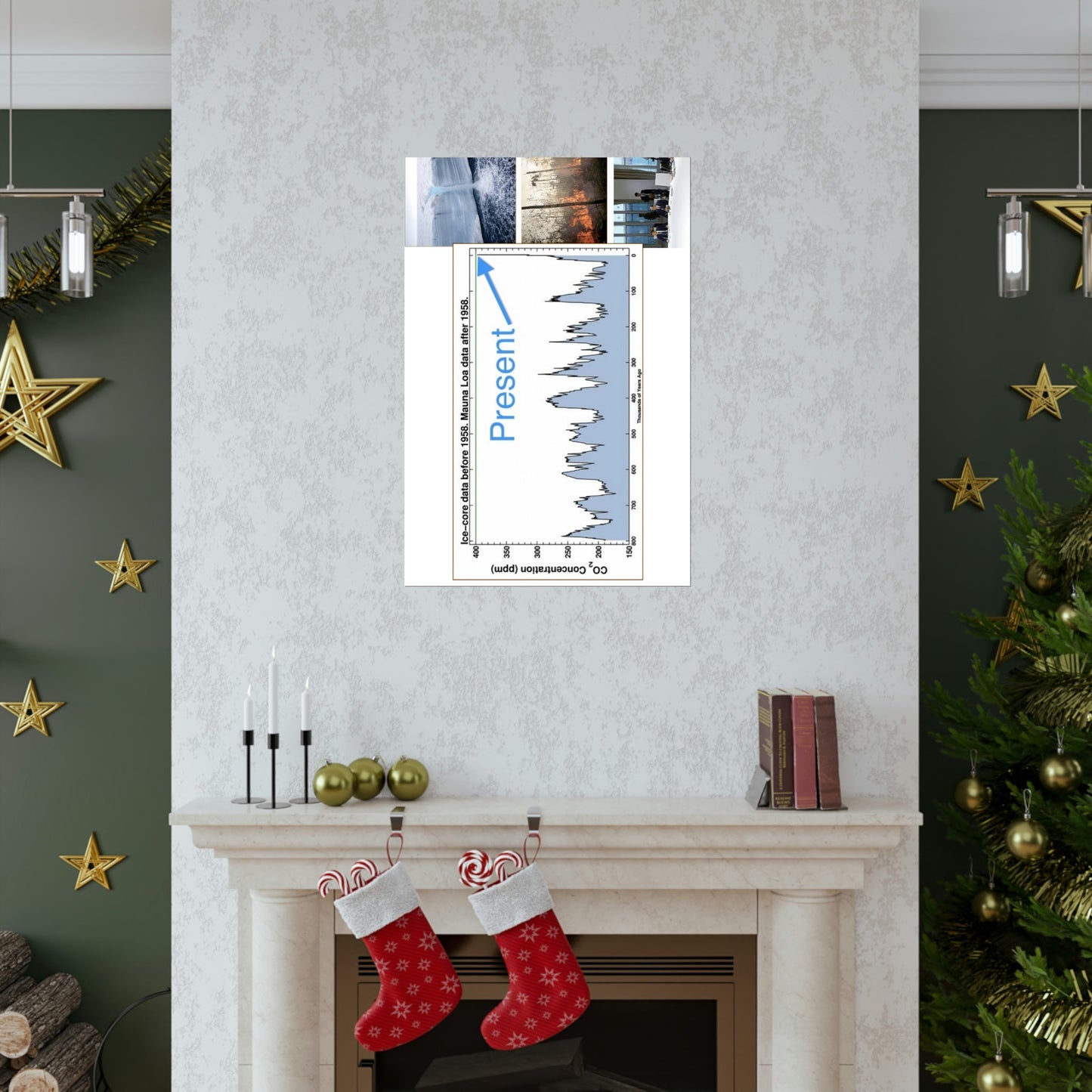Premium Matte vertical posters - Made in USA in 1 day - The Keeling CO2 curve (and more) causing Global Warming - which causes Polar melting, more fires and Trumps empty chair on the G7 Climate Chnange meeting in France - Green Forest Home