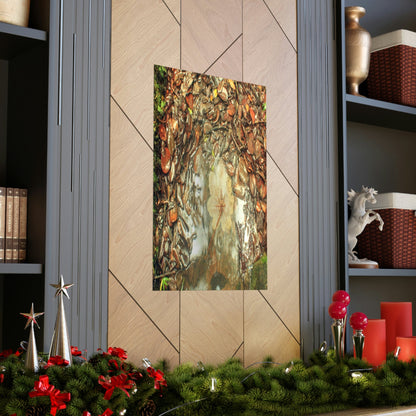 Premium Matte vertical posters - On the Tradewinds trail we find this (white side) Yagrumo tree-leaf after a rain storm - El Yunque PR - Green Forest Home