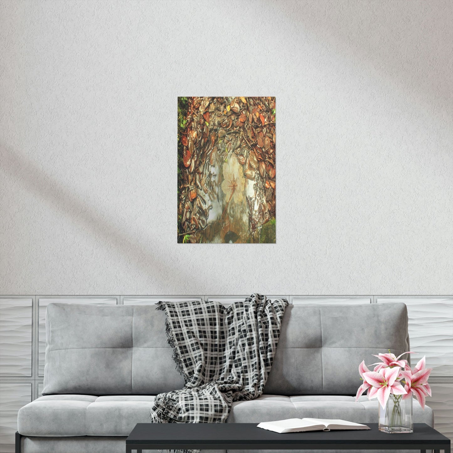 Premium Matte vertical posters - On the Tradewinds trail we find this (white side) Yagrumo tree-leaf after a rain storm - El Yunque PR - Green Forest Home