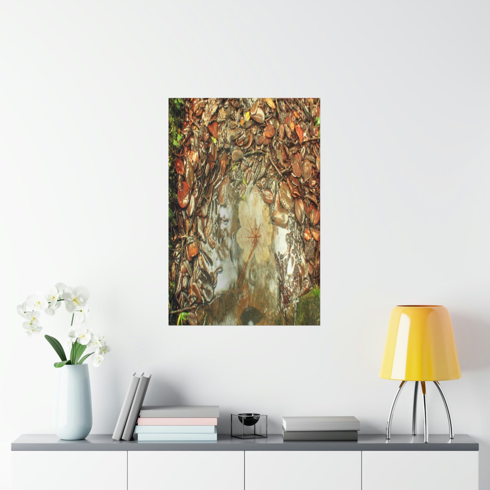 Premium Matte vertical posters - On the Tradewinds trail we find this (white side) Yagrumo tree-leaf after a rain storm - El Yunque PR - Green Forest Home