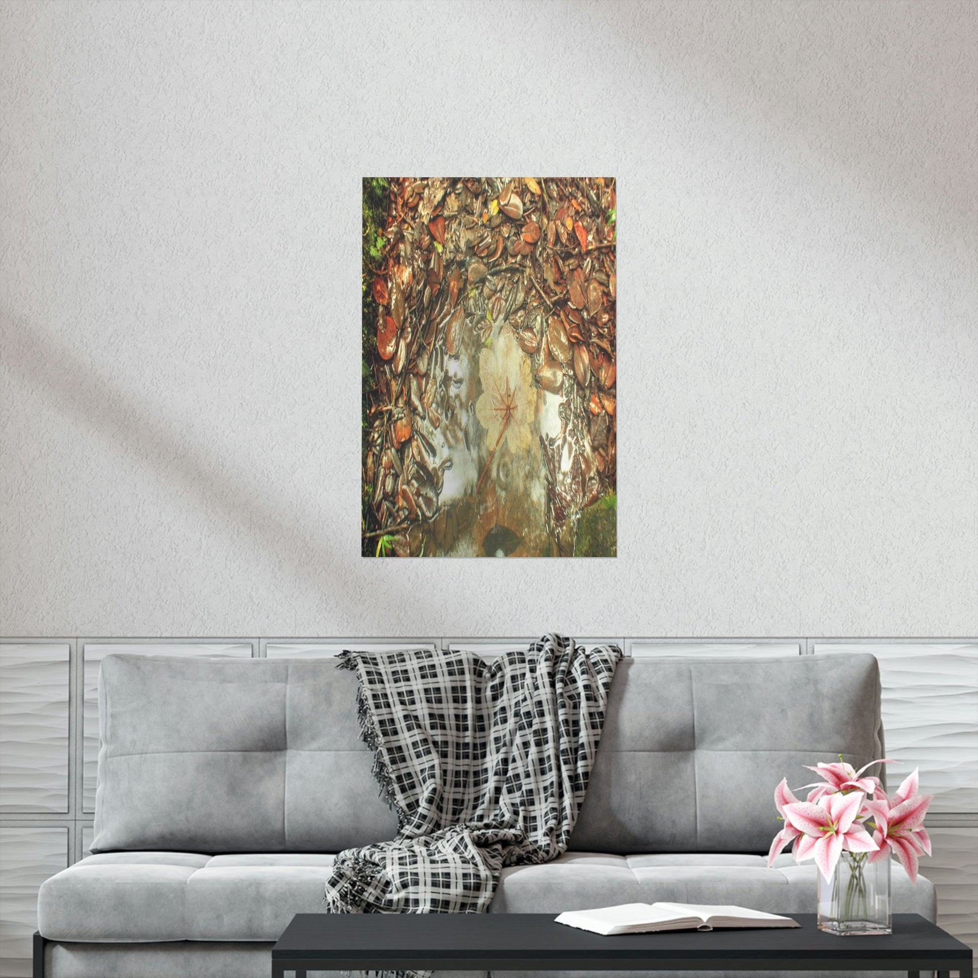 Premium Matte vertical posters - On the Tradewinds trail we find this (white side) Yagrumo tree-leaf after a rain storm - El Yunque PR - Green Forest Home