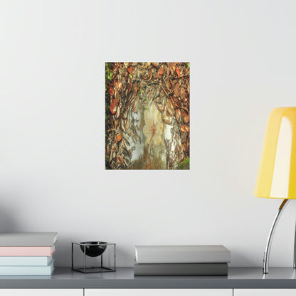Premium Matte vertical posters - On the Tradewinds trail we find this (white side) Yagrumo tree-leaf after a rain storm - El Yunque PR - Green Forest Home