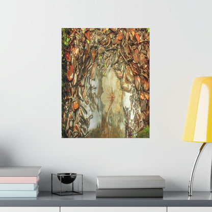 Premium Matte vertical posters - On the Tradewinds trail we find this (white side) Yagrumo tree-leaf after a rain storm - El Yunque PR - Green Forest Home