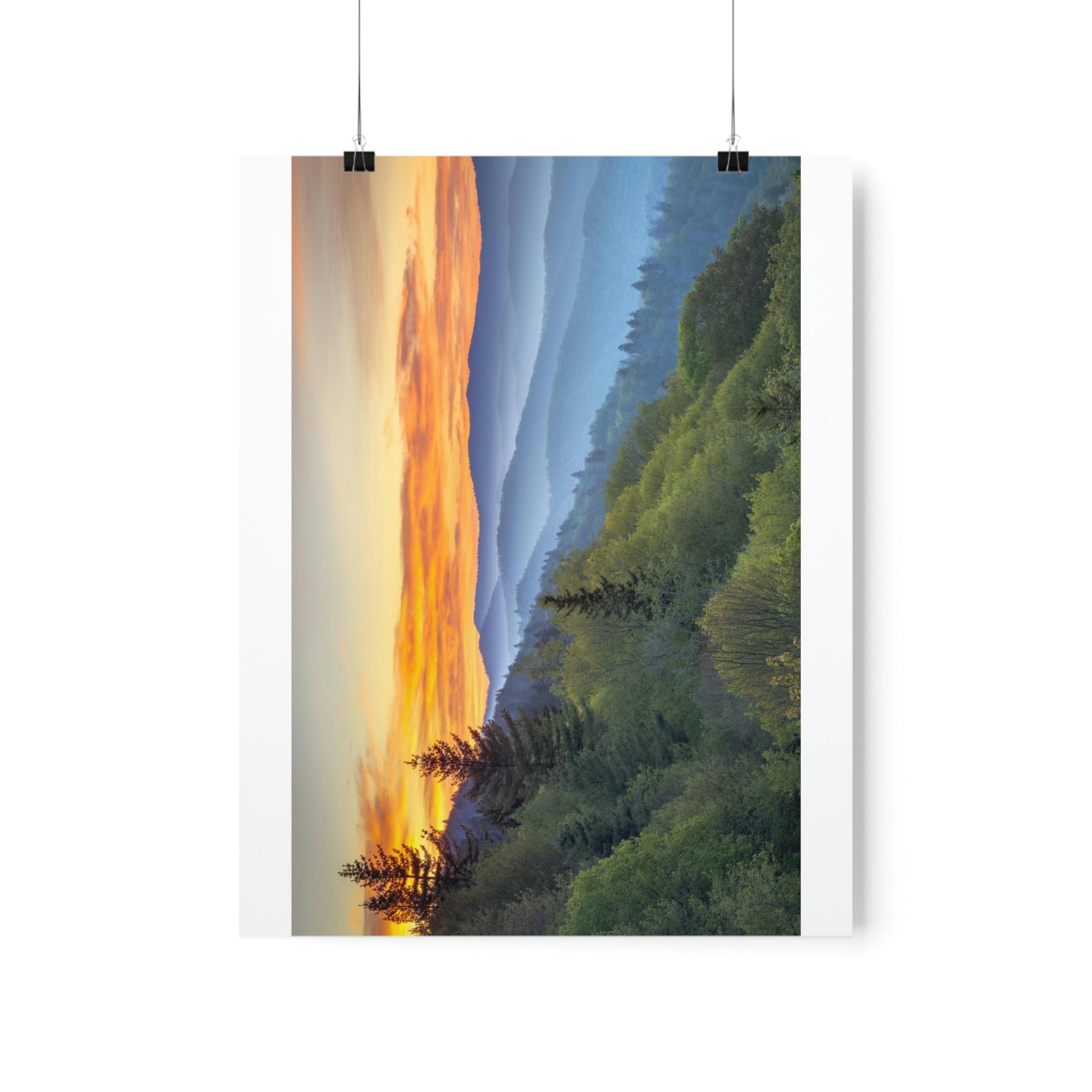 Premium Matte vertical posters - Scenic Sunrise Landscape at Oconaluftee Overlook in Smoky Mountain National Park in Summer in Mountain National Park (SMNP) USA - Green Forest Home