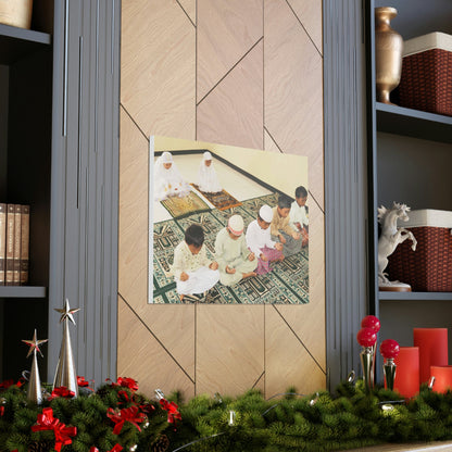 Printed in USA - Canvas Gallery Wraps - Children in prayer in Mosque - Islam - Green Forest Home