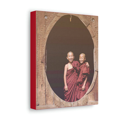 Printed in USA - Canvas Gallery Wraps - Novice Buddhist Monks at Shwe Yan Pyay Monastery - Myanmar - Buddhism - Green Forest Home