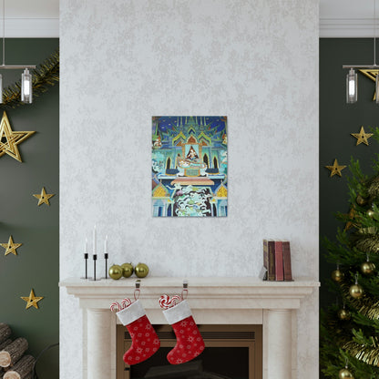 Printed in USA - Canvas Gallery Wraps - Painting on Temple wall on a Buddhist Thai temple, Thailand - Buddhism - Green Forest Home