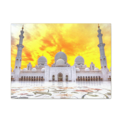 Printed in USA - Canvas Gallery Wraps - Sheikh Zayed Mosque at Night - UAE - Capacity 122,000 - Islam religion - Abu Dhabi UAE - Green Forest Home