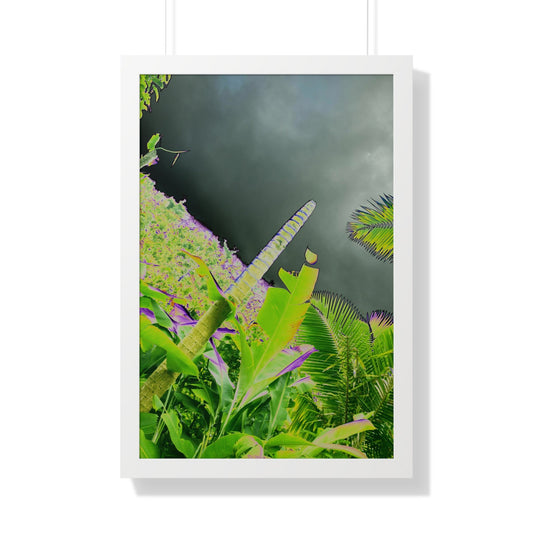 Rainforest Trails & Views - Gallery Canvas Wraps, Framed Horiz Poster - El Yunque National Forest - Puerto Rico - Color enhanced view of Forest with sierra palm destroyed by Hurrican Maria - Green Forest Home