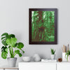 Rainforest Trails & Views - Gallery Canvas Wraps, Framed Vertical Poster - El Yunque National Forest - Puerto Rico - B&W Bromeliads - colorized green - Green Forest Home