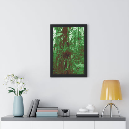 Rainforest Trails & Views - Gallery Canvas Wraps, Framed Vertical Poster - El Yunque National Forest - Puerto Rico - B&W Bromeliads - colorized green - Green Forest Home