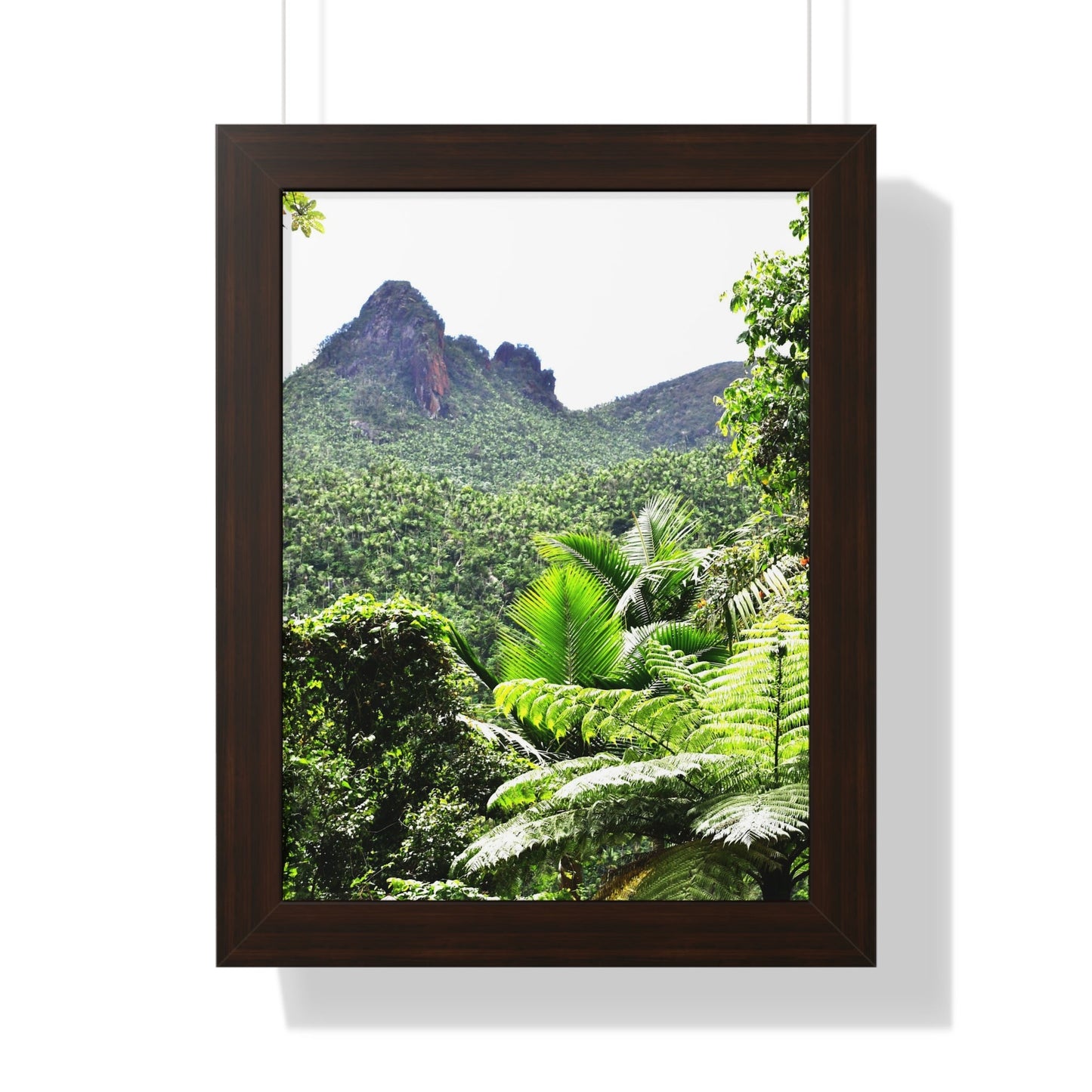 Rainforest Trails & Views - Gallery Canvas Wraps, Framed Vertical Poster - El Yunque National Forest - Puerto Rico - Color enhanced view of Mountains from Yokahu tower - Green Forest Home