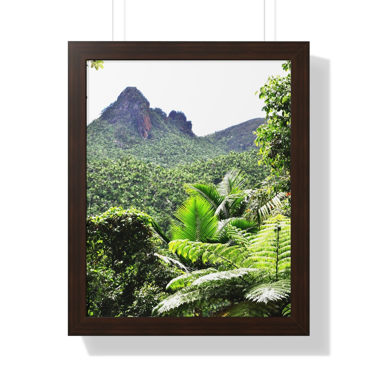 Rainforest Trails & Views - Gallery Canvas Wraps, Framed Vertical Poster - El Yunque National Forest - Puerto Rico - Color enhanced view of Mountains from Yokahu tower - Green Forest Home
