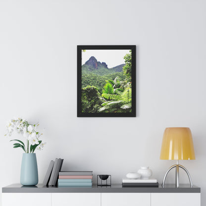 Rainforest Trails & Views - Gallery Canvas Wraps, Framed Vertical Poster - El Yunque National Forest - Puerto Rico - Color enhanced view of Mountains from Yokahu tower - Green Forest Home