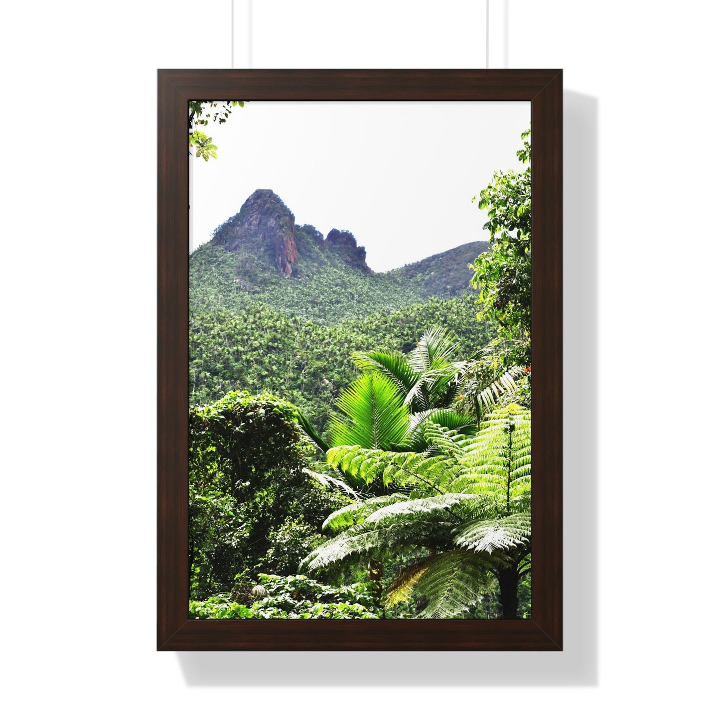 Rainforest Trails & Views - Gallery Canvas Wraps, Framed Vertical Poster - El Yunque National Forest - Puerto Rico - Color enhanced view of Mountains from Yokahu tower - Green Forest Home