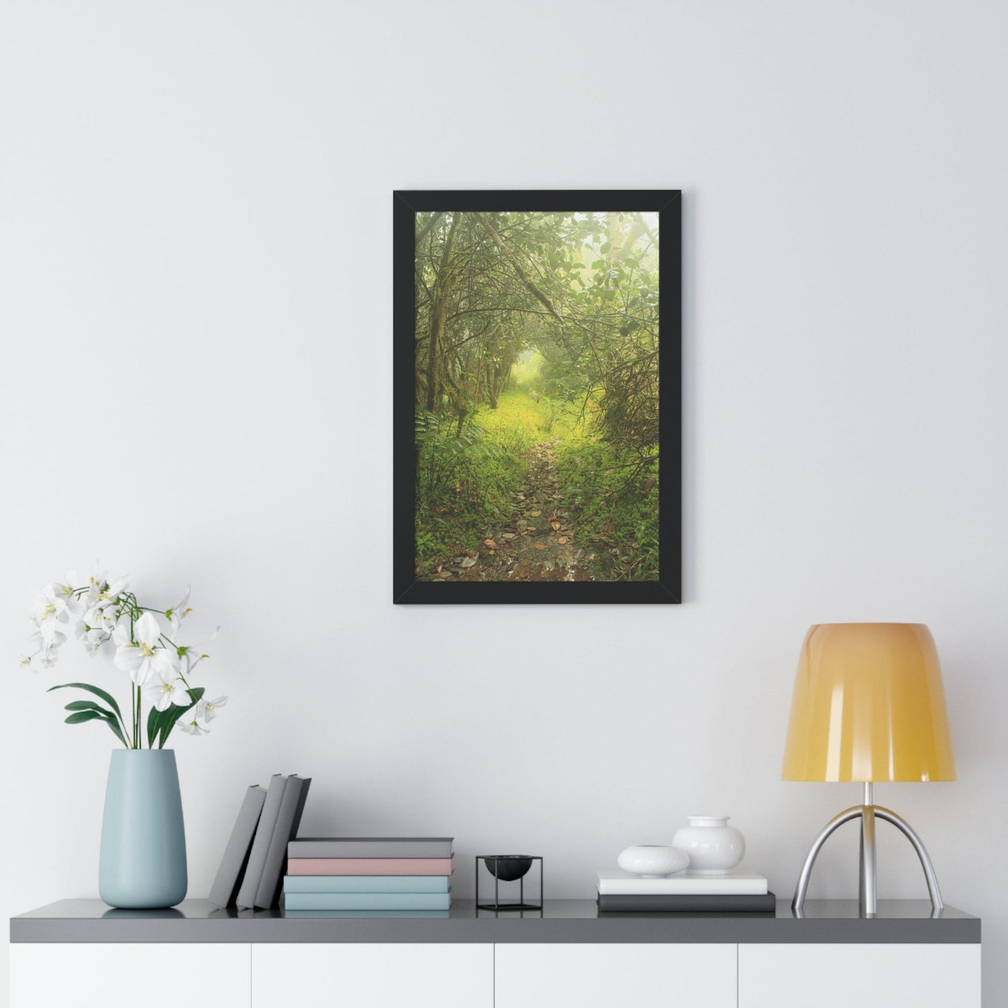 Rainforest Trails & Views - Gallery Canvas Wraps, Framed Vertical Poster - El Yunque National Forest - Puerto Rico - Foggy Tradewinds Trail - the cloud forest - Green Forest Home