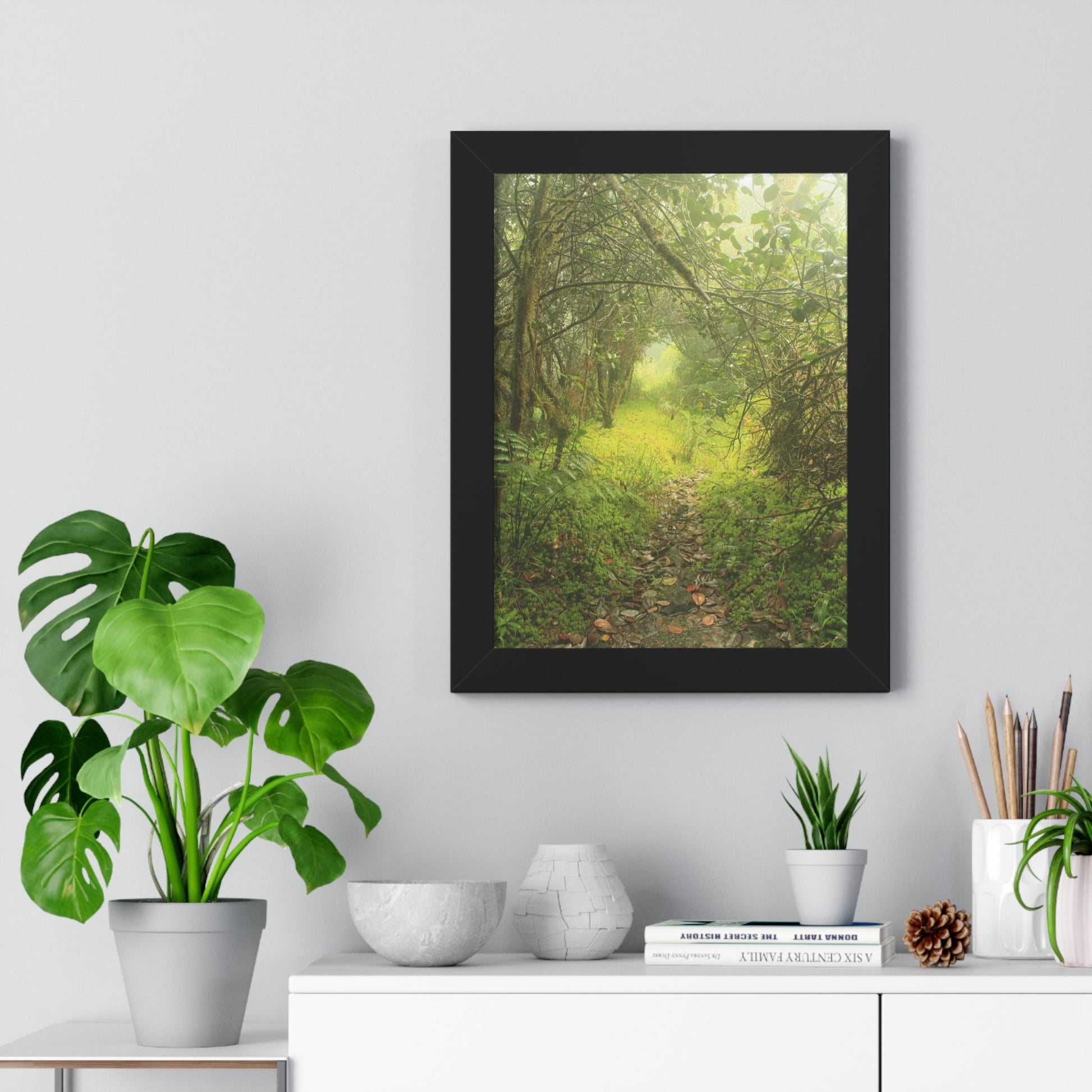 Rainforest Trails & Views - Gallery Canvas Wraps, Framed Vertical Poster - El Yunque National Forest - Puerto Rico - Foggy Tradewinds Trail - the cloud forest - Green Forest Home