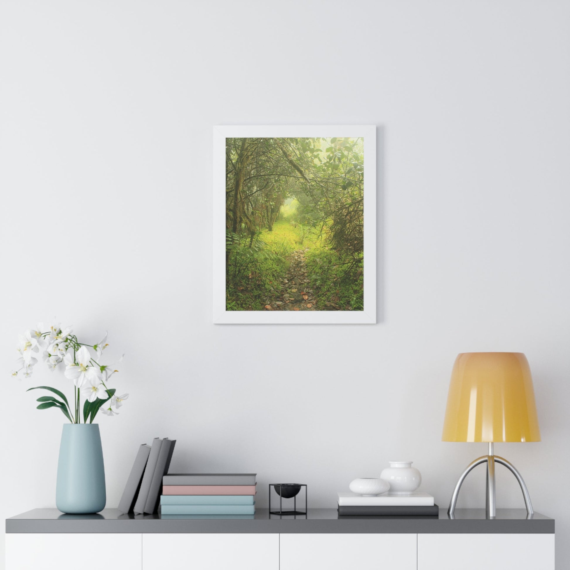 Rainforest Trails & Views - Gallery Canvas Wraps, Framed Vertical Poster - El Yunque National Forest - Puerto Rico - Foggy Tradewinds Trail - the cloud forest - Green Forest Home