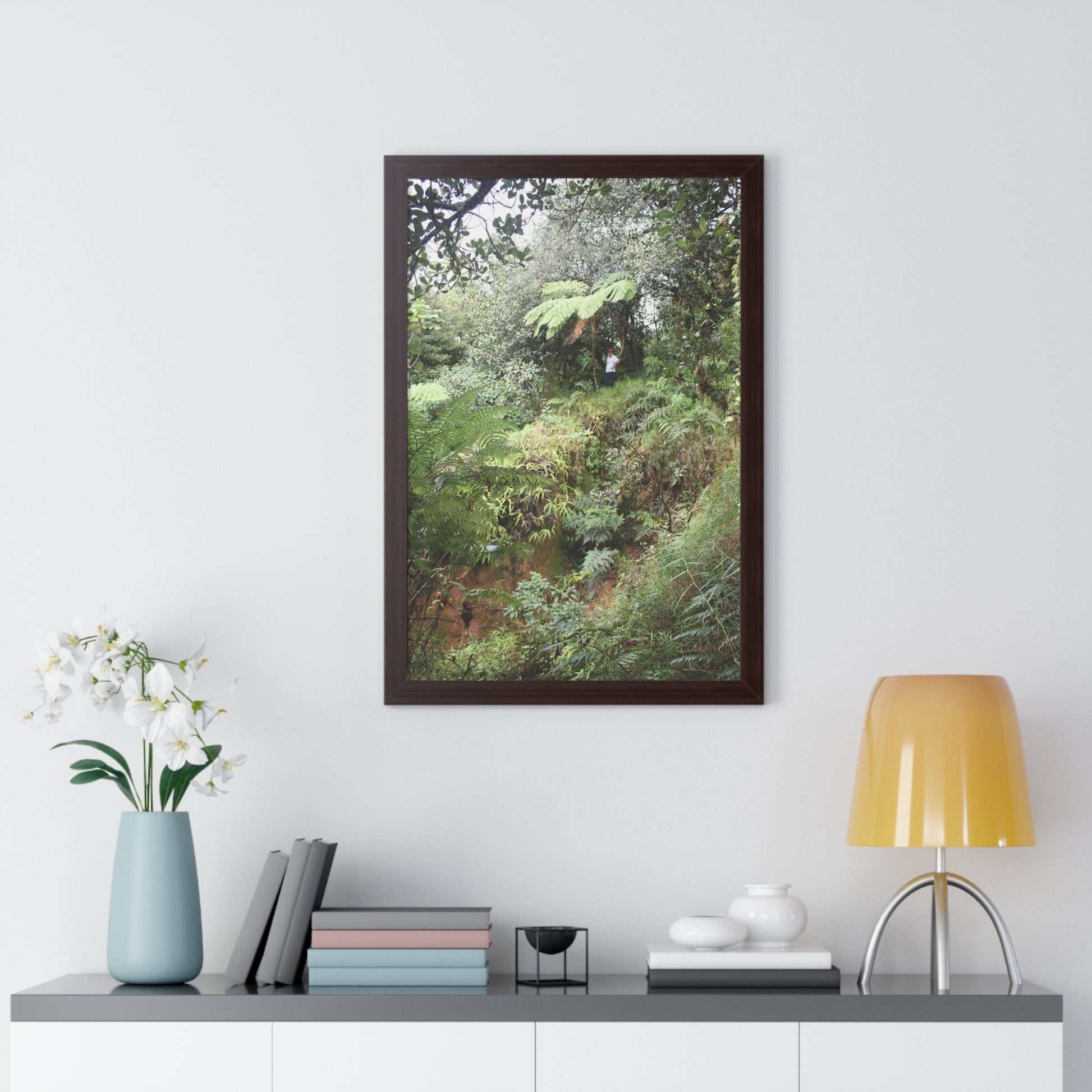 Rainforest Trails & Views - Gallery Canvas Wraps, Framed Vertical Poster - El Yunque National Forest - Puerto Rico - Jorge on early Tradewinds trail huge landslide - Green Forest Home