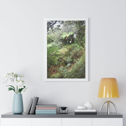 Rainforest Trails & Views - Gallery Canvas Wraps, Framed Vertical Poster - El Yunque National Forest - Puerto Rico - Jorge on early Tradewinds trail huge landslide - Green Forest Home