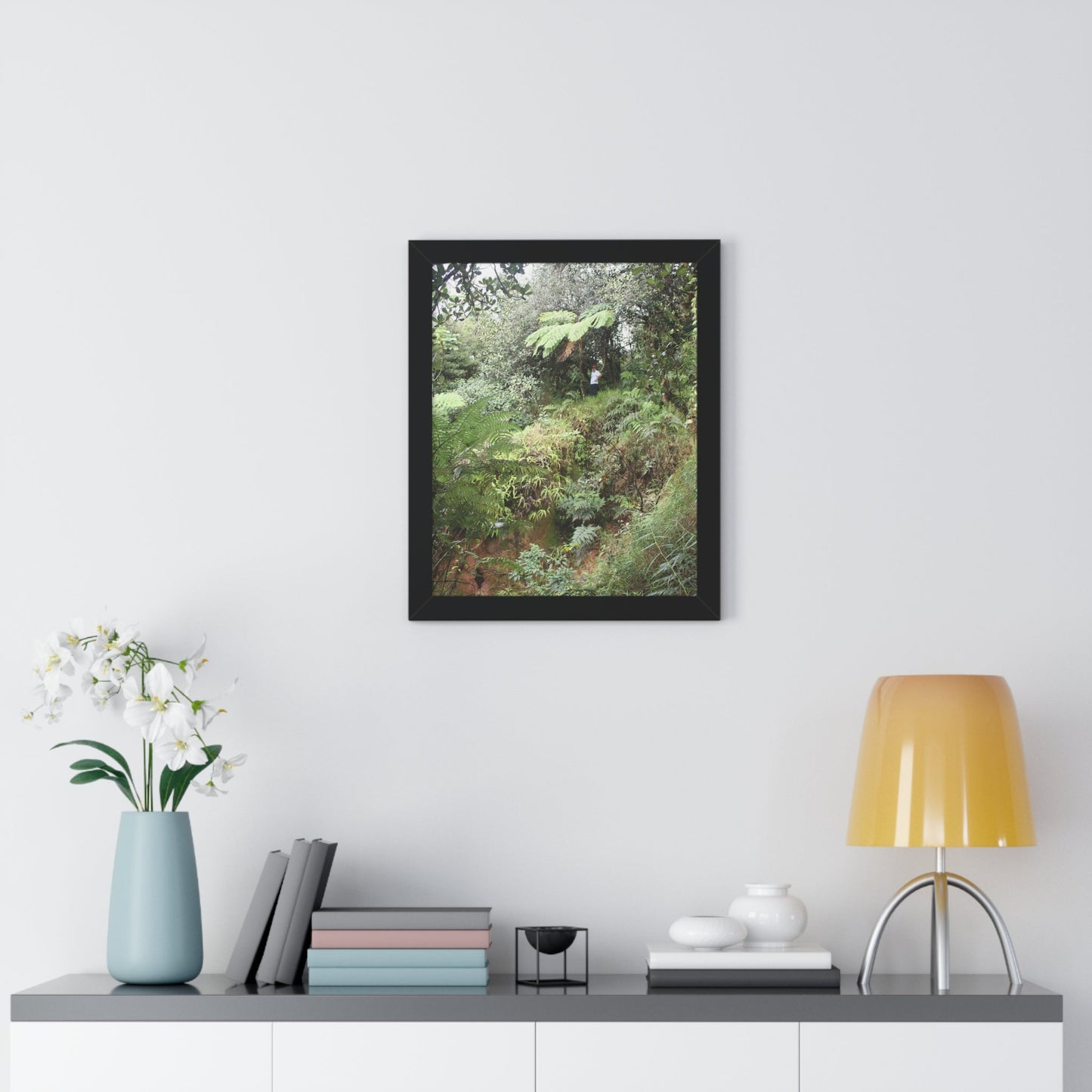 Rainforest Trails & Views - Gallery Canvas Wraps, Framed Vertical Poster - El Yunque National Forest - Puerto Rico - Jorge on early Tradewinds trail huge landslide - Green Forest Home