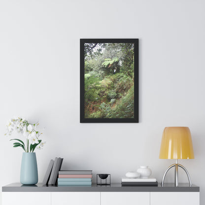 Rainforest Trails & Views - Gallery Canvas Wraps, Framed Vertical Poster - El Yunque National Forest - Puerto Rico - Jorge on early Tradewinds trail huge landslide - Green Forest Home