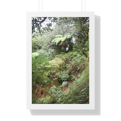 Rainforest Trails & Views - Gallery Canvas Wraps, Framed Vertical Poster - El Yunque National Forest - Puerto Rico - Jorge on early Tradewinds trail huge landslide - Green Forest Home