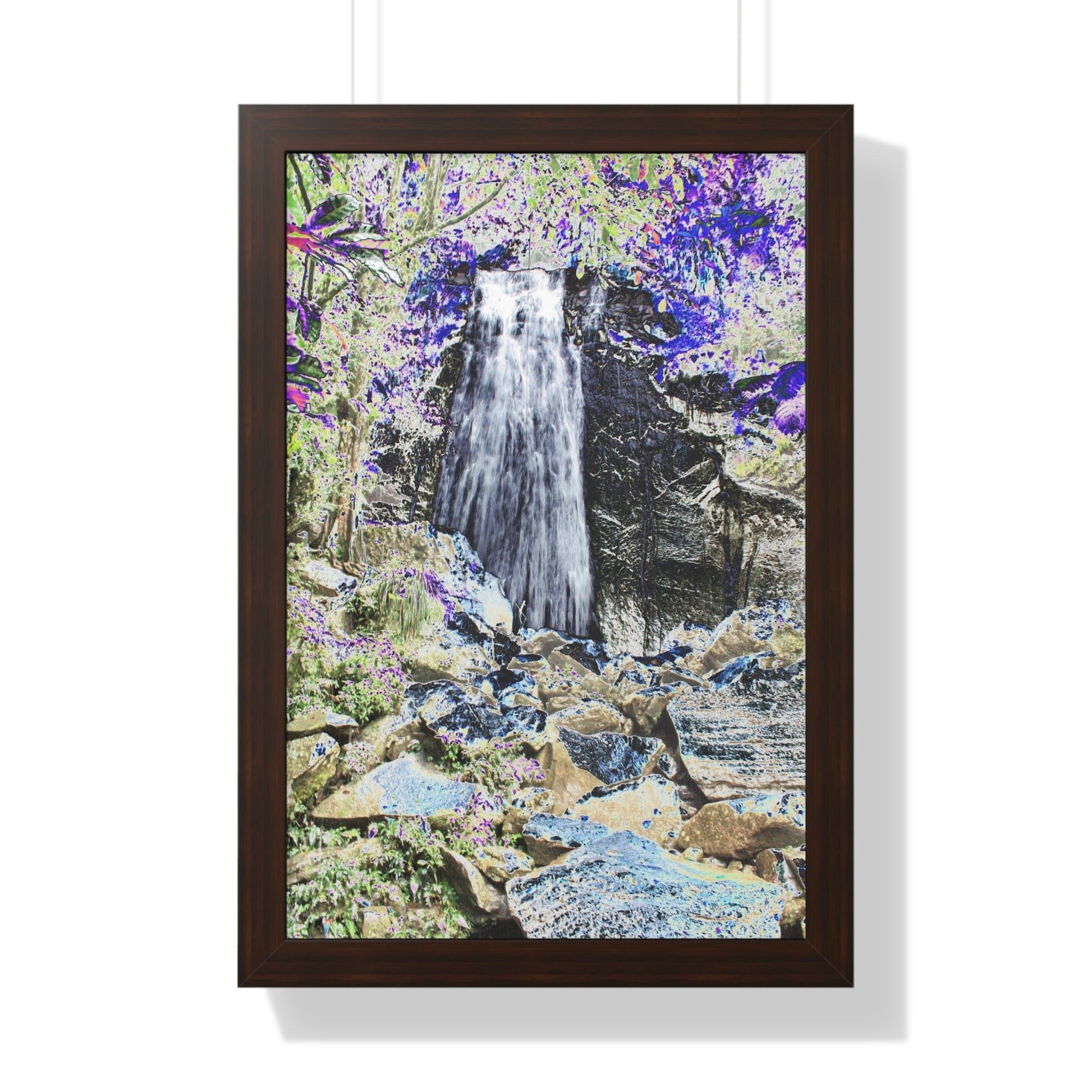 Rainforest Trails & Views - Gallery Canvas Wraps, Framed Vertical Poster - El Yunque National Forest - Puerto Rico - La Coca Falls on Pr 191 - color modified - Green Forest Home