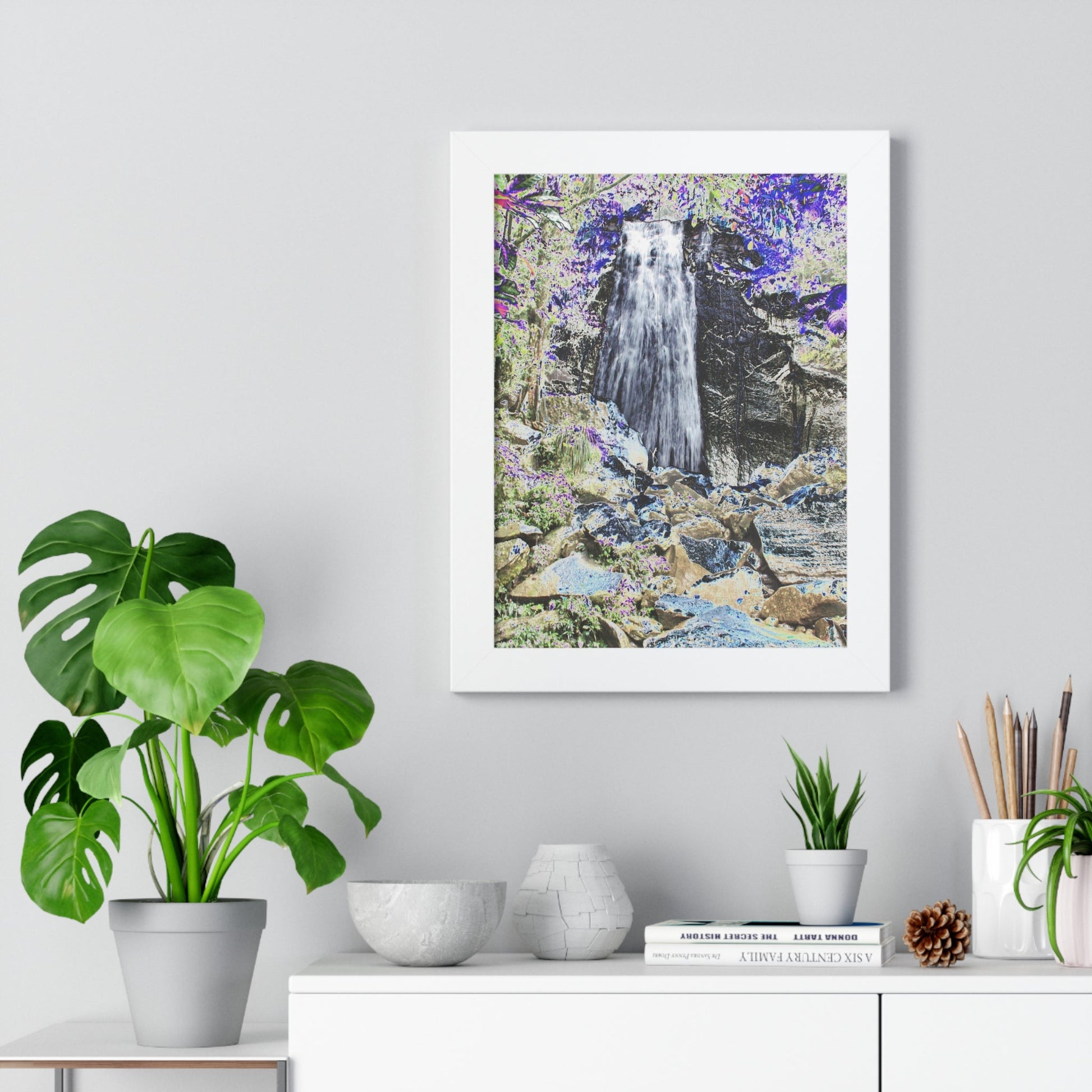 Rainforest Trails & Views - Gallery Canvas Wraps, Framed Vertical Poster - El Yunque National Forest - Puerto Rico - La Coca Falls on Pr 191 - color modified - Green Forest Home