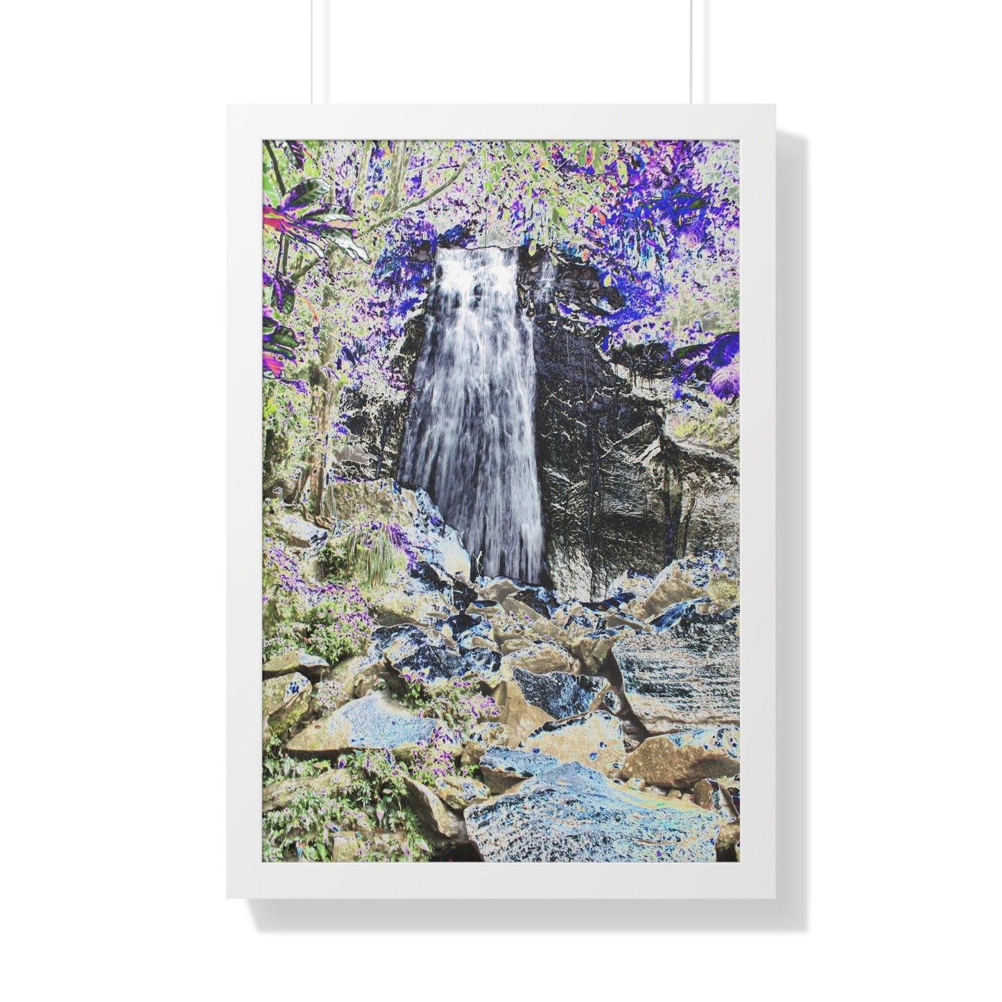 Rainforest Trails & Views - Gallery Canvas Wraps, Framed Vertical Poster - El Yunque National Forest - Puerto Rico - La Coca Falls on Pr 191 - color modified - Green Forest Home