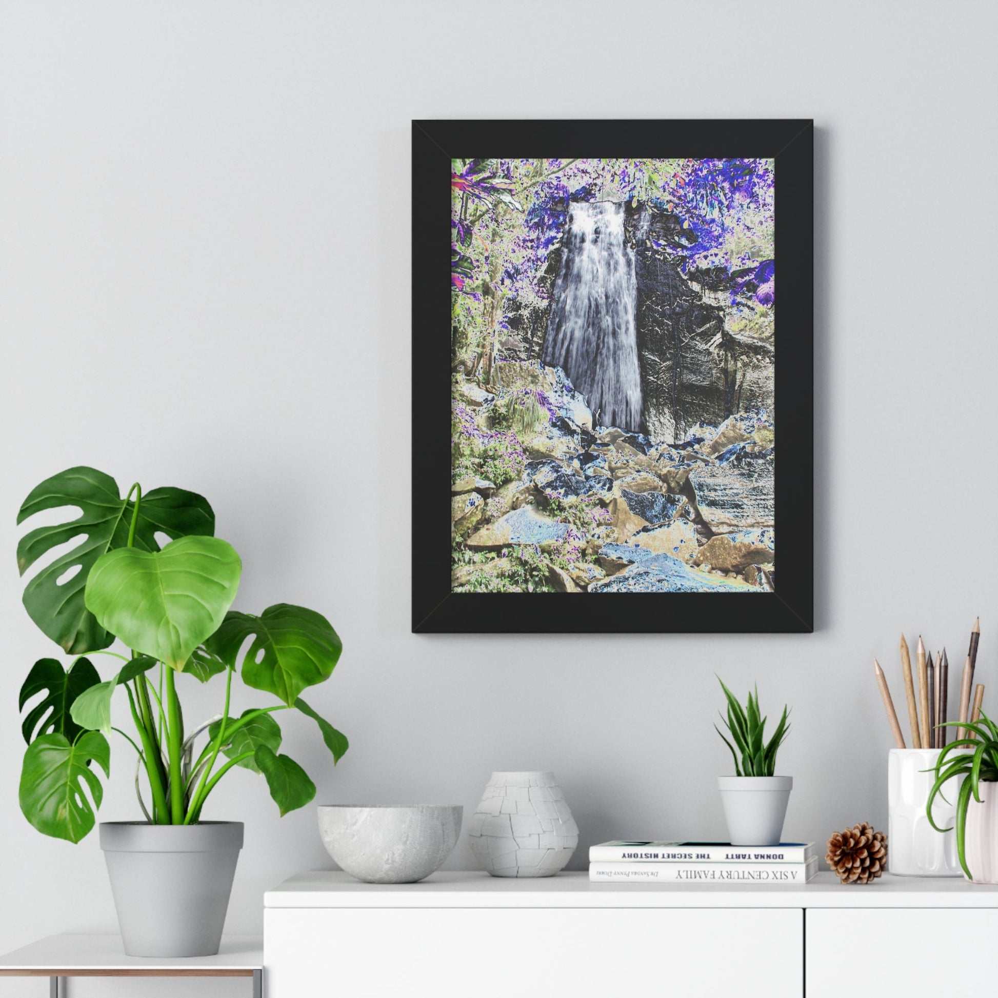 Rainforest Trails & Views - Gallery Canvas Wraps, Framed Vertical Poster - El Yunque National Forest - Puerto Rico - La Coca Falls on Pr 191 - color modified - Green Forest Home