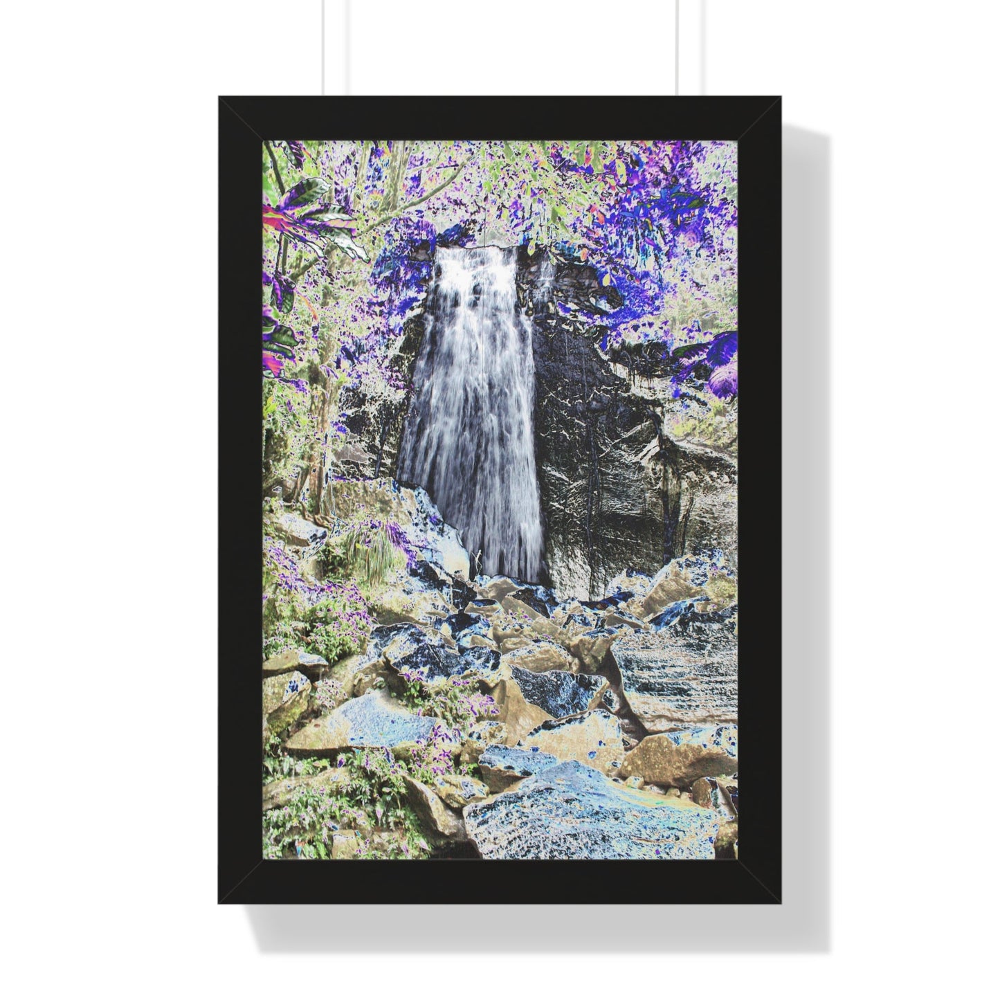 Rainforest Trails & Views - Gallery Canvas Wraps, Framed Vertical Poster - El Yunque National Forest - Puerto Rico - La Coca Falls on Pr 191 - color modified - Green Forest Home