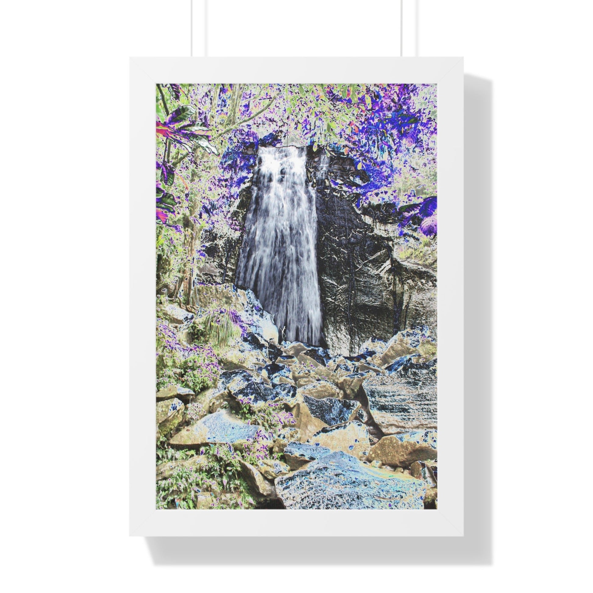 Rainforest Trails & Views - Gallery Canvas Wraps, Framed Vertical Poster - El Yunque National Forest - Puerto Rico - La Coca Falls on Pr 191 - color modified - Green Forest Home
