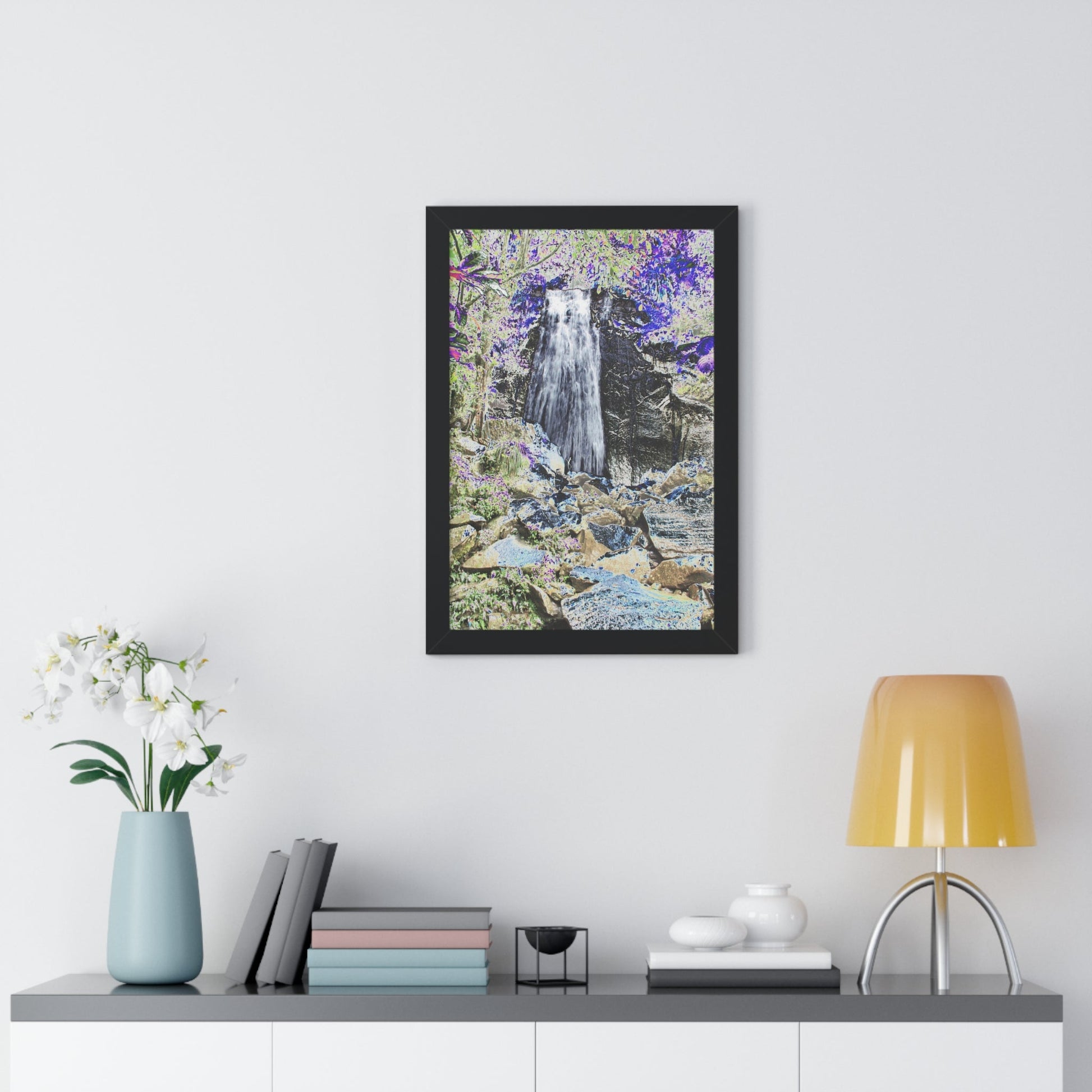 Rainforest Trails & Views - Gallery Canvas Wraps, Framed Vertical Poster - El Yunque National Forest - Puerto Rico - La Coca Falls on Pr 191 - color modified - Green Forest Home