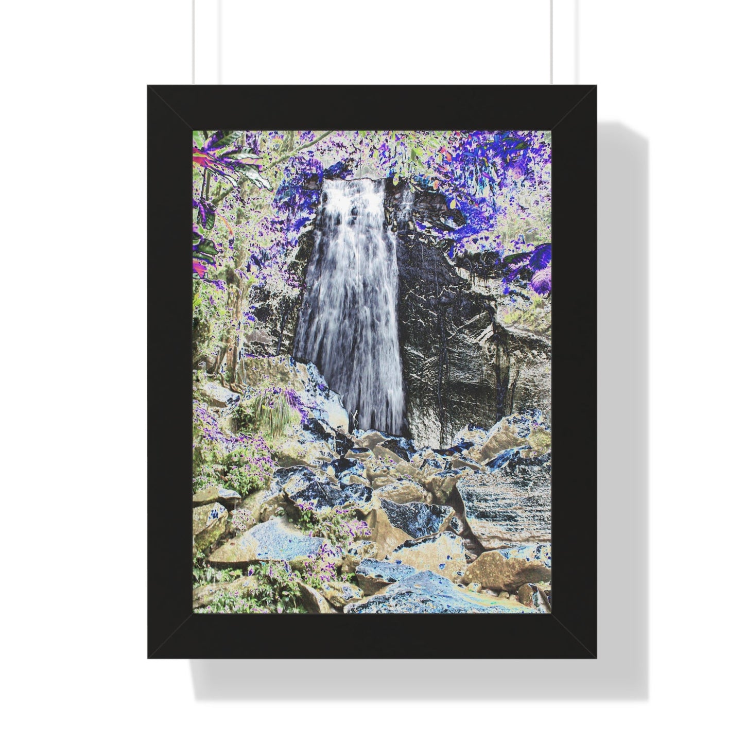 Rainforest Trails & Views - Gallery Canvas Wraps, Framed Vertical Poster - El Yunque National Forest - Puerto Rico - La Coca Falls on Pr 191 - color modified - Green Forest Home