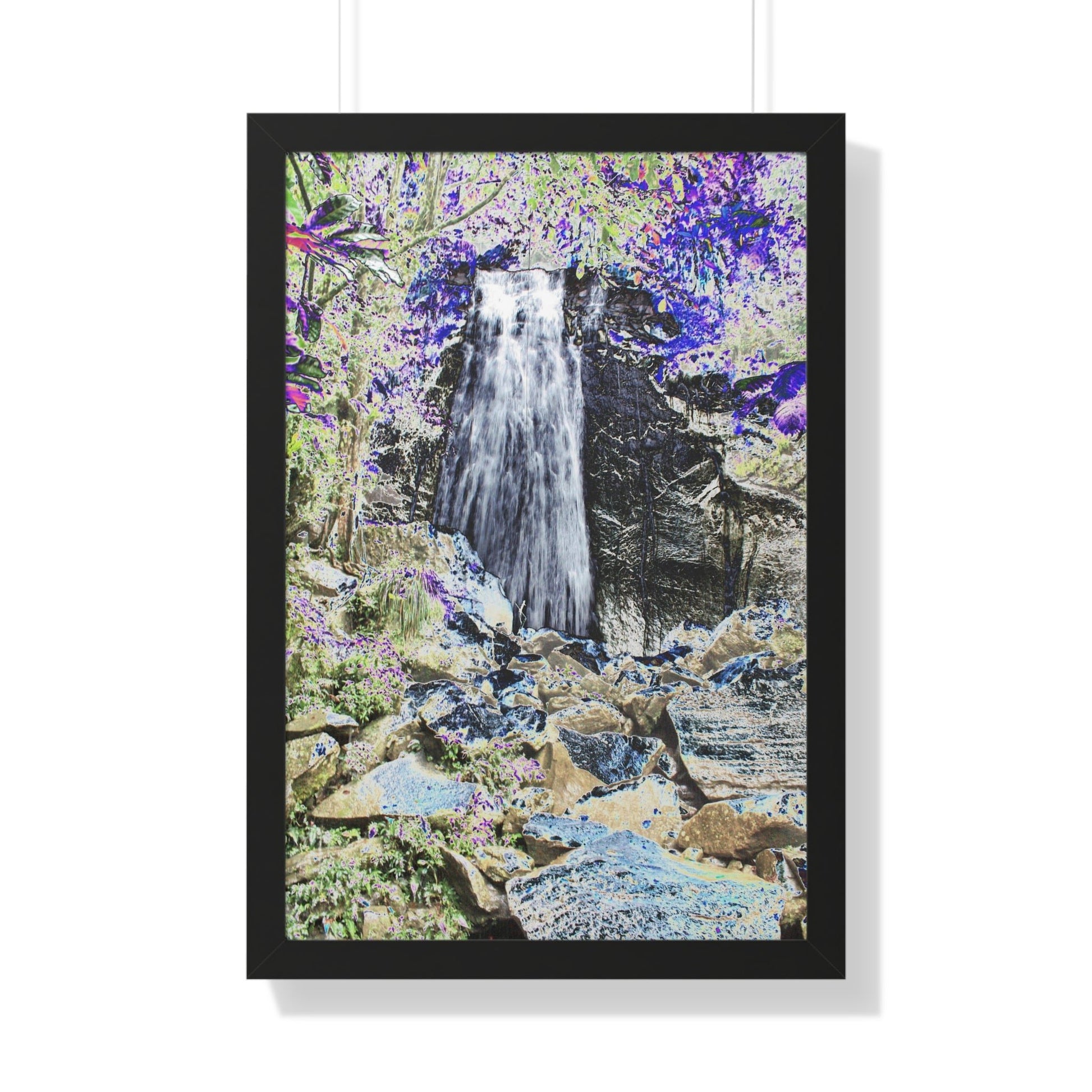 Rainforest Trails & Views - Gallery Canvas Wraps, Framed Vertical Poster - El Yunque National Forest - Puerto Rico - La Coca Falls on Pr 191 - color modified - Green Forest Home