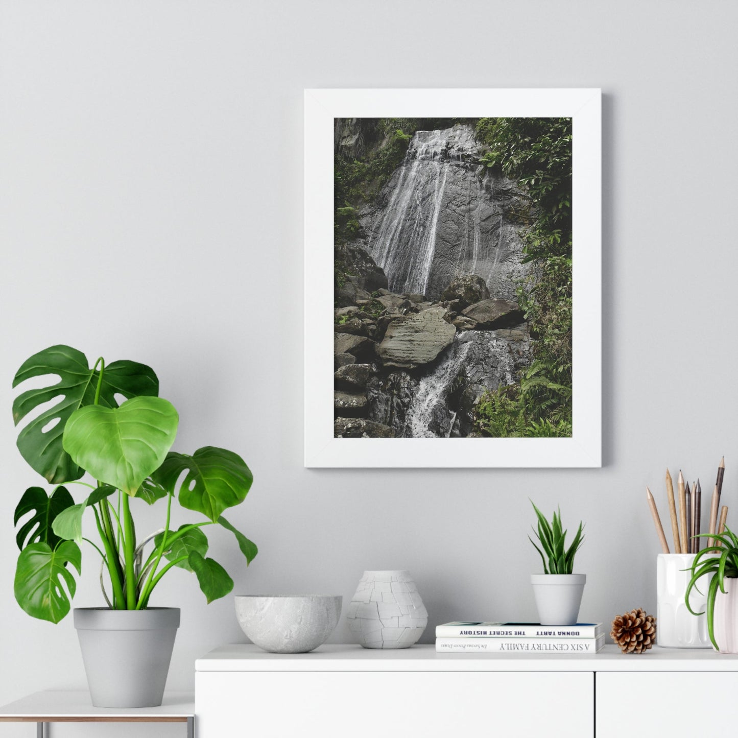 Rainforest Trails & Views - Gallery Canvas Wraps, Framed Vertical Poster - El Yunque National Forest - Puerto Rico - La Coca waterfall the main stop up to El Yunque - Green Forest Home