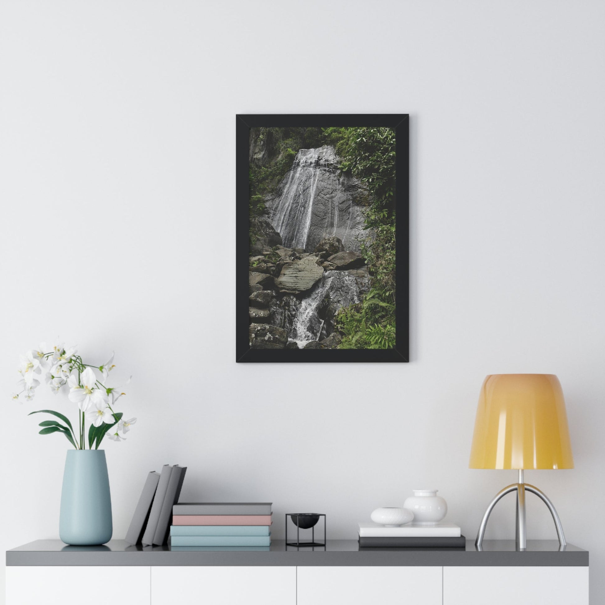 Rainforest Trails & Views - Gallery Canvas Wraps, Framed Vertical Poster - El Yunque National Forest - Puerto Rico - La Coca waterfall the main stop up to El Yunque - Green Forest Home