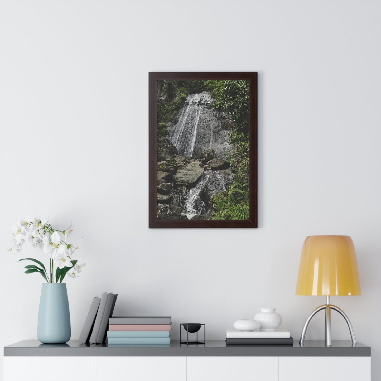 Rainforest Trails & Views - Gallery Canvas Wraps, Framed Vertical Poster - El Yunque National Forest - Puerto Rico - La Coca waterfall the main stop up to El Yunque - Green Forest Home