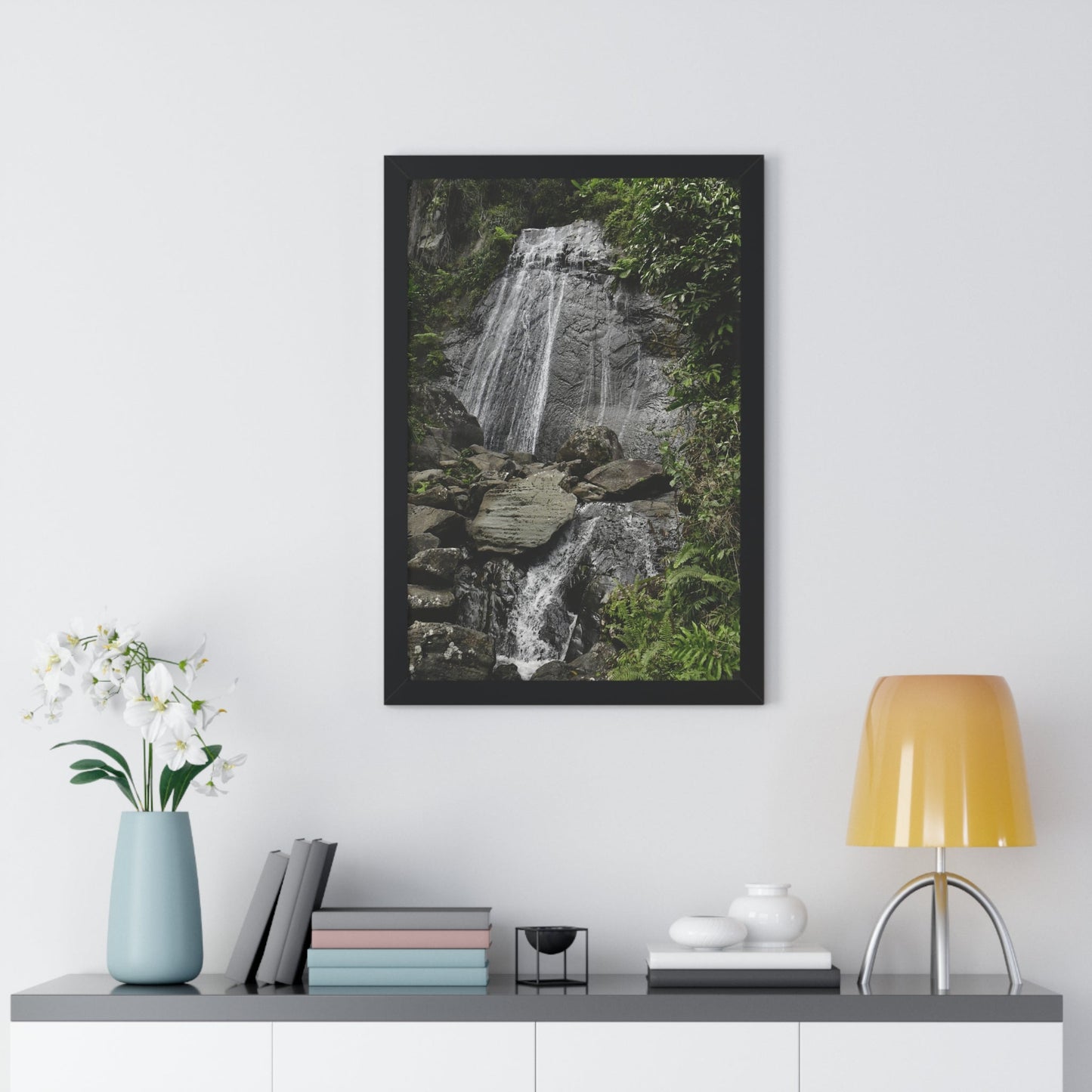 Rainforest Trails & Views - Gallery Canvas Wraps, Framed Vertical Poster - El Yunque National Forest - Puerto Rico - La Coca waterfall the main stop up to El Yunque - Green Forest Home