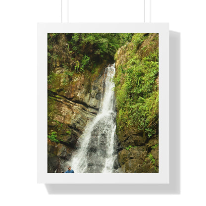 Rainforest Trails & Views - Gallery Canvas Wraps, Framed Vertical Poster - El Yunque National Forest - Puerto Rico - La Mina Trail & Roaring Waterfall - Green Forest Home