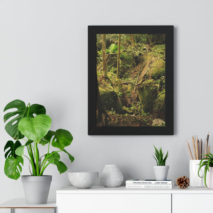 Rainforest Trails & Views - Gallery Canvas Wraps, Framed Vertical Poster - El Yunque National Forest - Puerto Rico - Near Tradewinds - Dangerous drainage holes - Green Forest Home