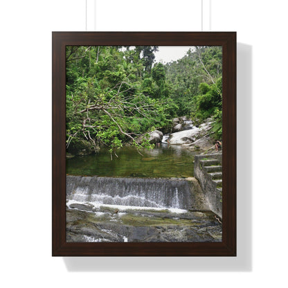 Rainforest Trails & Views - Gallery Canvas Wraps, Framed Vertical Poster - El Yunque National Forest - Puerto Rico - Sabana Trail - Icacos River Dam next to entrance gate - Green Forest Home