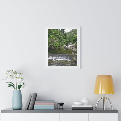 Rainforest Trails & Views - Gallery Canvas Wraps, Framed Vertical Poster - El Yunque National Forest - Puerto Rico - Sabana Trail - Icacos River Dam next to entrance gate - Green Forest Home