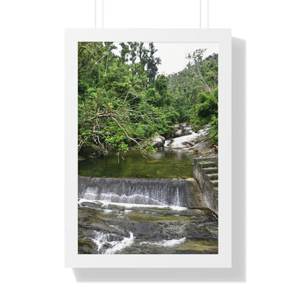 Rainforest Trails & Views - Gallery Canvas Wraps, Framed Vertical Poster - El Yunque National Forest - Puerto Rico - Sabana Trail - Icacos River Dam next to entrance gate - Green Forest Home